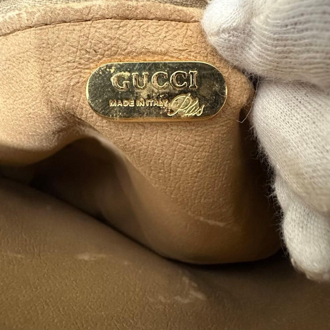 GUCCI Plus GG All-Over Logo Leather Shoulder Bag Brown Charm Italy thumbnail 18