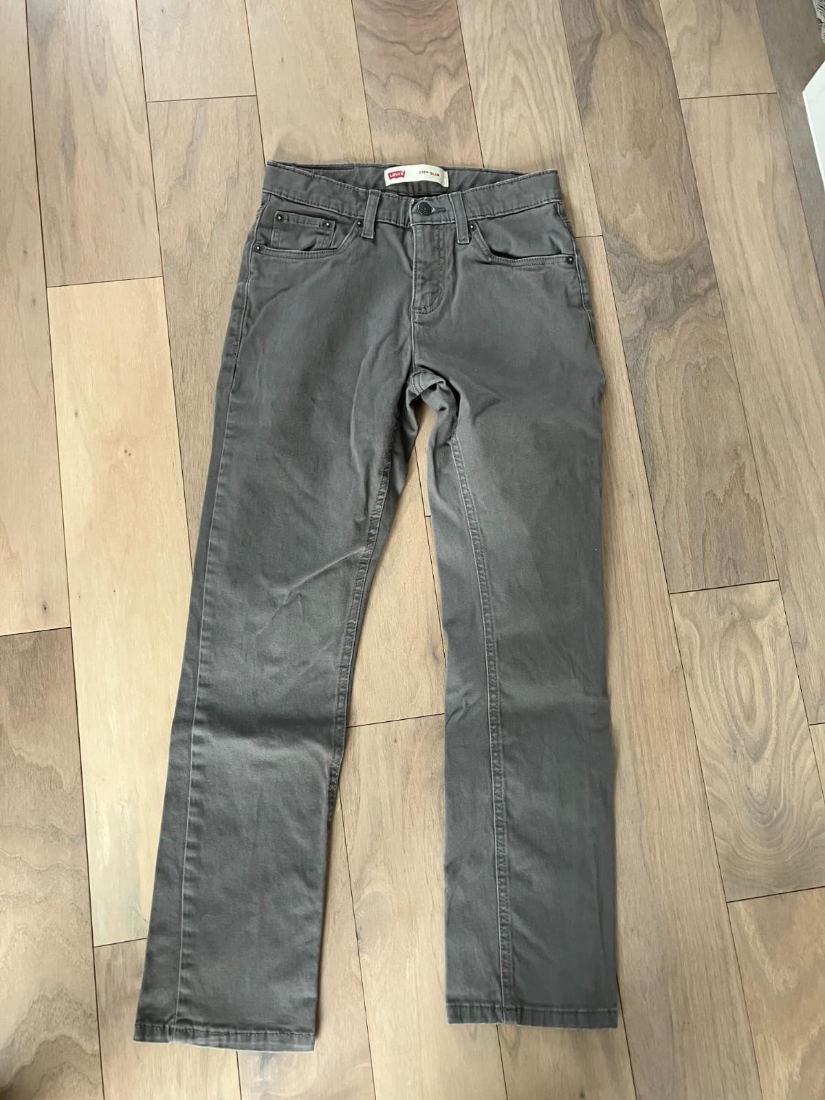 Levi's Boys 511 Gray Denim Jeans Elastic Waist Size 14 REG 27x29 Solid Pattern