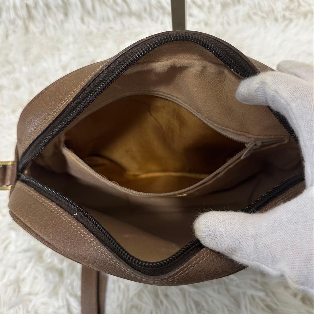 GUCCI Plus GG All-Over Logo Leather Shoulder Bag Brown Charm Italy thumbnail 17