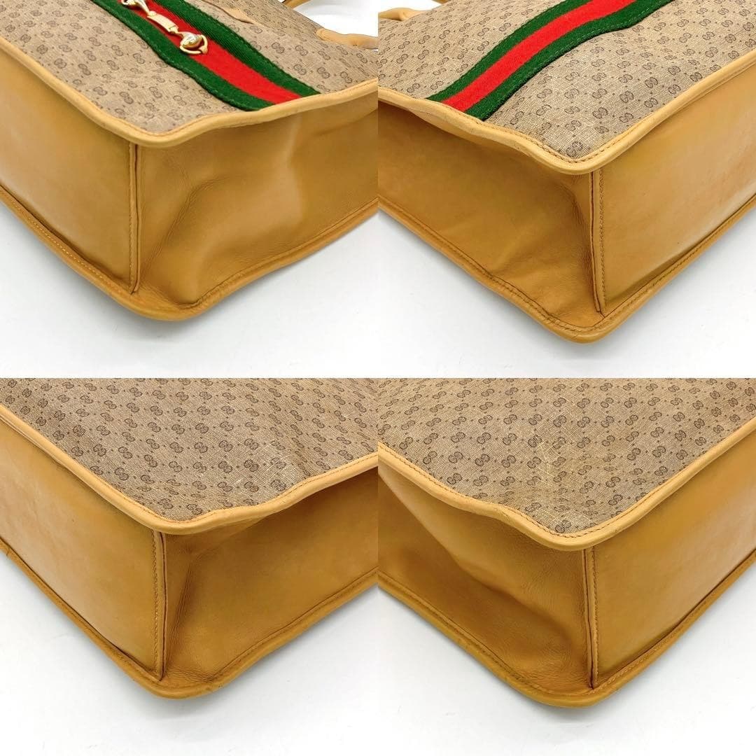 GUCCI 24.02.3858 Old Gucci Micro GG Sherry Line Tote Bag PVC Brown Made in Italy thumbnail 14