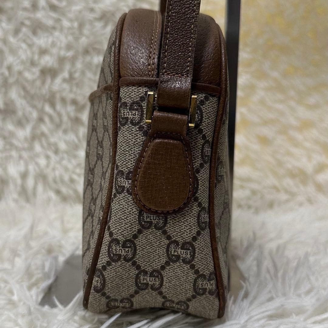 GUCCI Plus GG All-Over Logo Leather Shoulder Bag Brown Charm Italy thumbnail 14