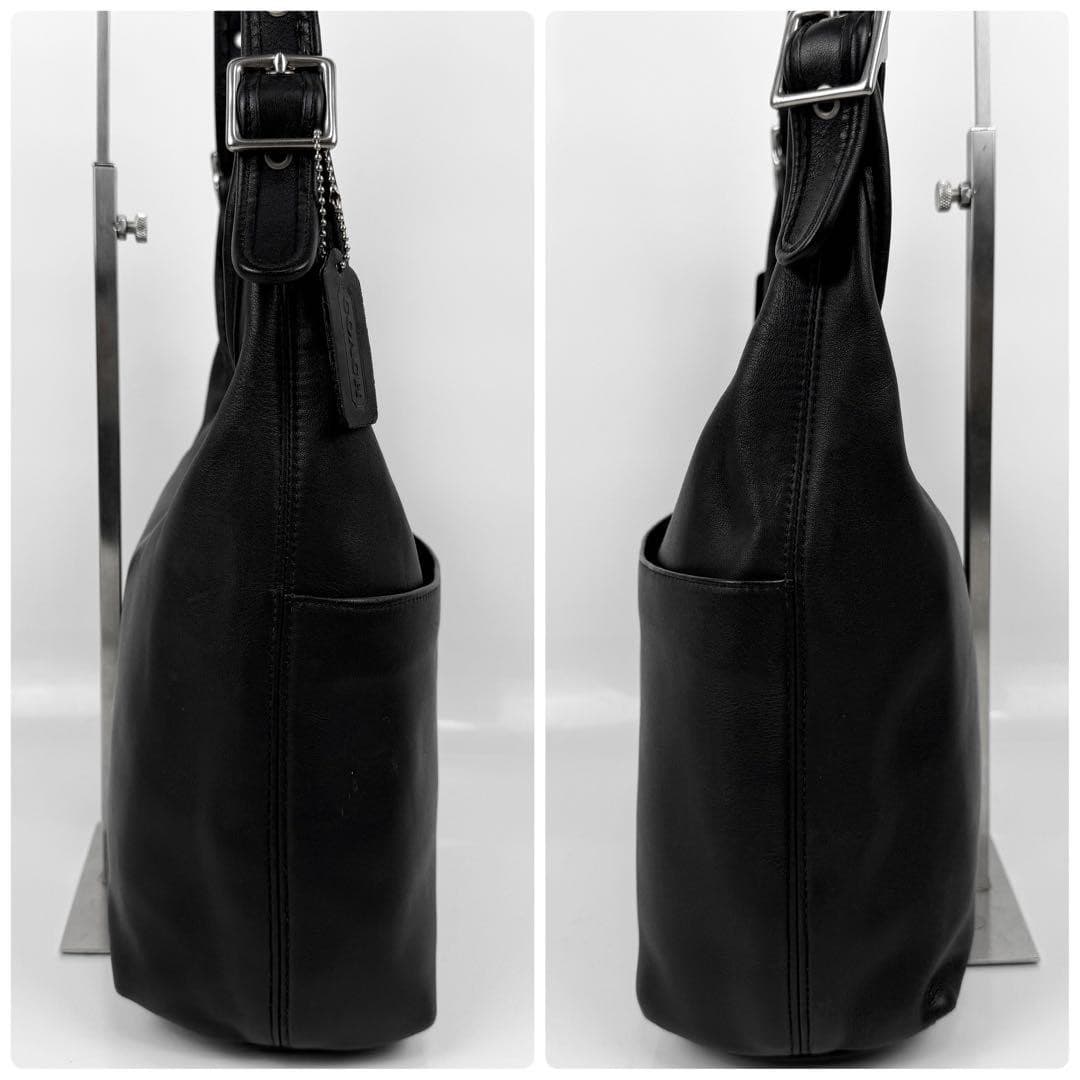 COACH 9058 Vintage Shoulder Bag Ziplock Leather Black Silver Hardware From Japan thumbnail 5