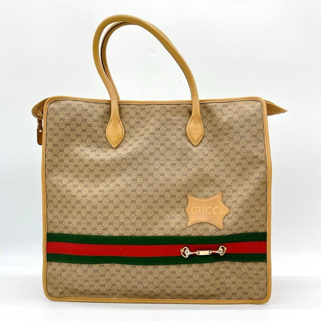 GUCCI 24.02.3858 Old Gucci Micro GG Sherry Line Tote Bag PVC Brown Made in Italy thumbnail 19