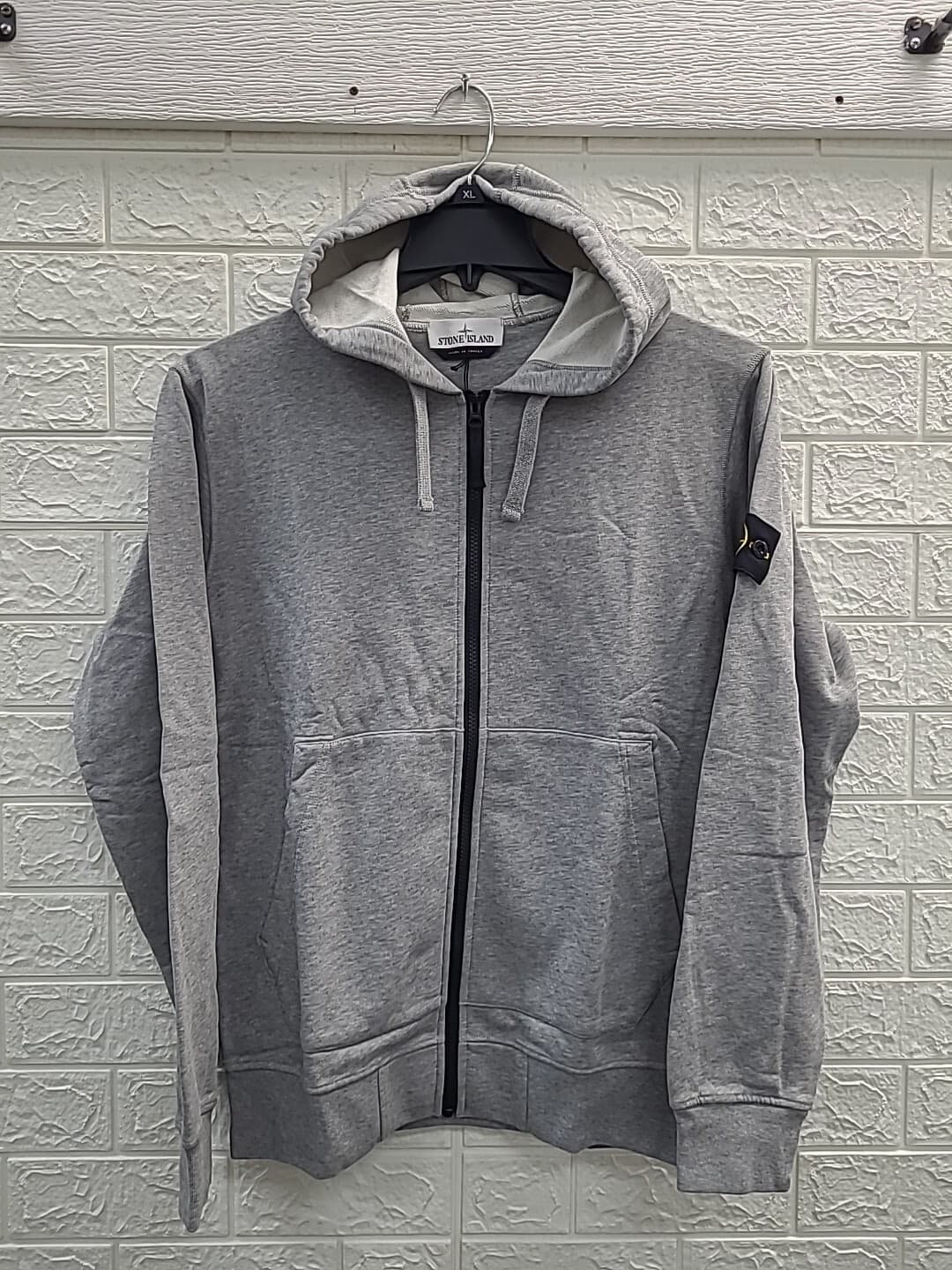 New Stone Island Long Sleeve Full Zip Gray Fleece Sweatshirt Size Small