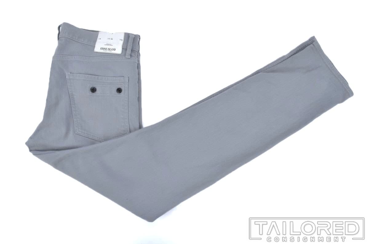 STONE ISLAND SL XX 15 Solid Gray Denim Cotton Slim Fit Mens Pants Jeans - 34