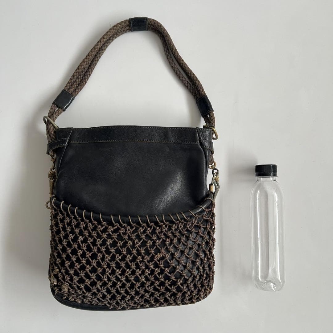 GUCCI Fish Net Shoulder Bag Leather Black Gold Hardware Vintage Logo From Japan thumbnail 19