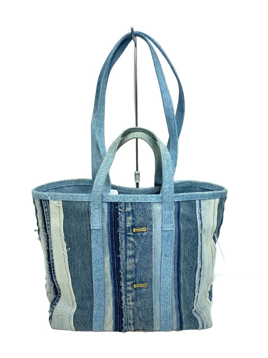 Balenciaga Blue Denim Barbes Patchwork Large Tote Bag Women Auth From Japan RIN thumbnail 3