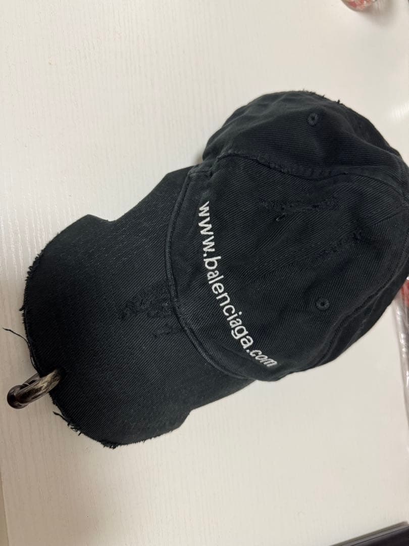 Balenciaga Distressed Baseball Cap Black