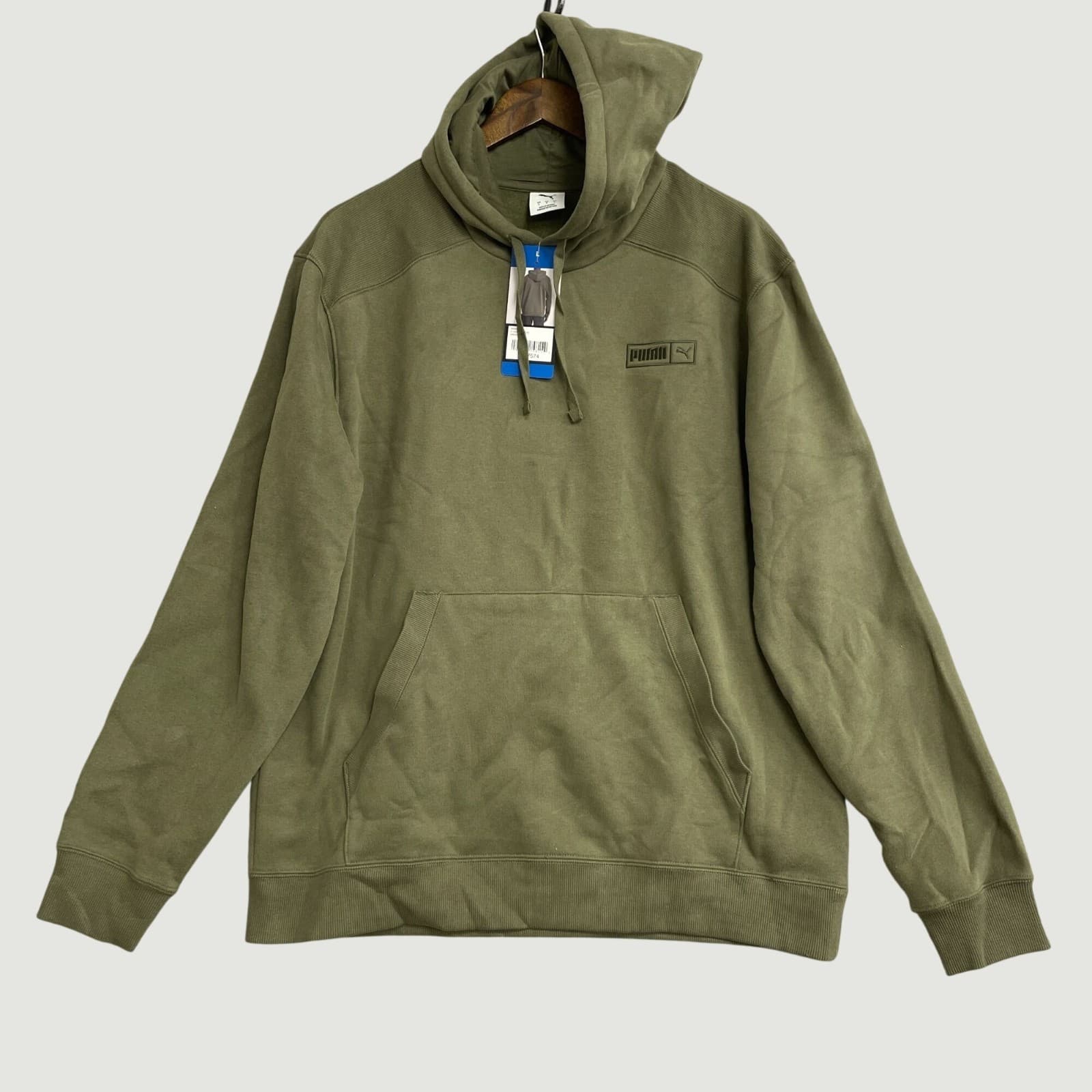 Puma Olive Men's L Green Fleece Hoodie Cotton & Polyester Blend N0052