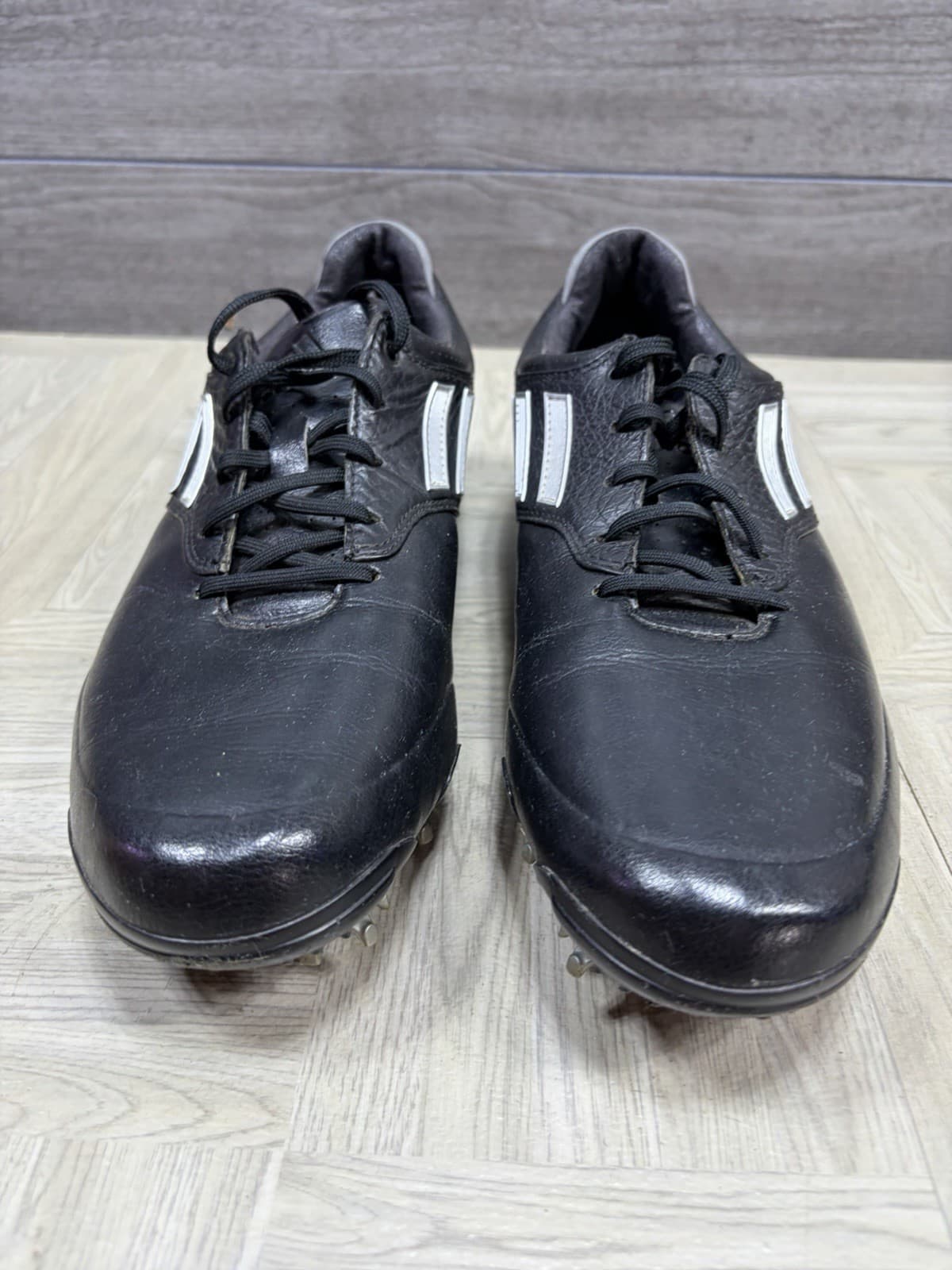 Adidas Adizero Tour Men's 8.5 Black Leather Lace Up Golf Shoes (674912) Cleats thumbnail 2