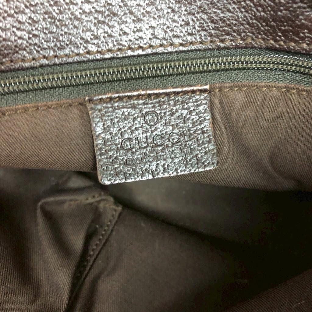 GUCCI GG Hand Bag Leather Brown Beige Silver Hardware Logo From Japan Canvas thumbnail 19