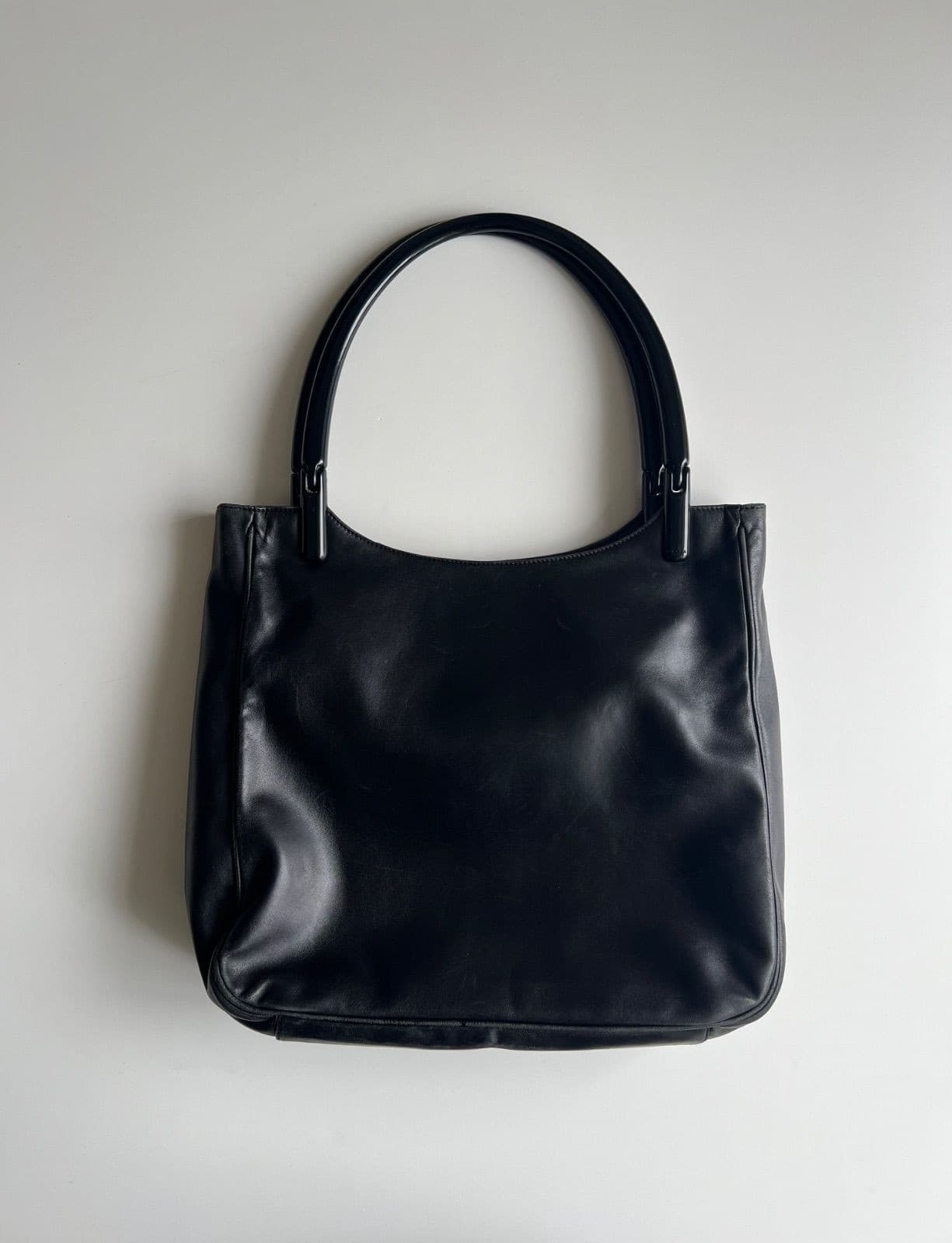 PRADA Archive 1990s Leather Tote Shoulder Bag Black Japan F/S USED