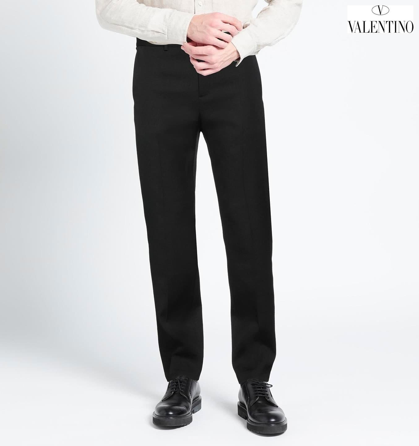 VALENTINO MEN NWT $1350 SLIM FIT VIRGIN WOOL BLACK DRESS PANTS. SIZE IT48/US32