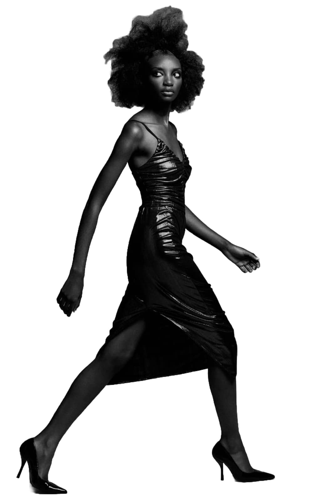 ZARA New Ruched Draped Metallic Shiny Gathered Midi Skirt Back Slit 4770/629 M thumbnail 4