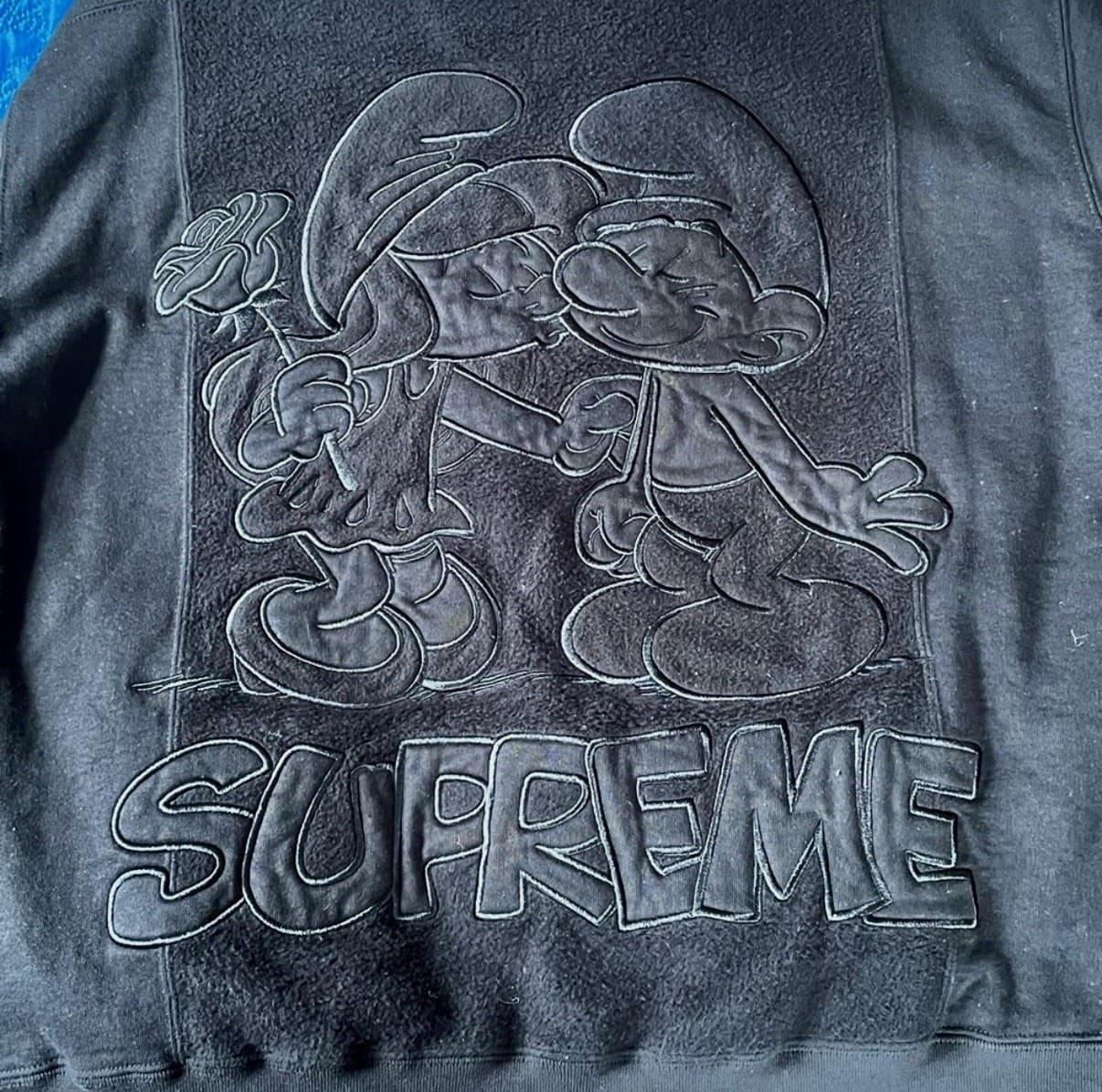 Supreme x Smurfs Hooded Sweatshirt Black Mens Size Large Hoodie Never Worn DS