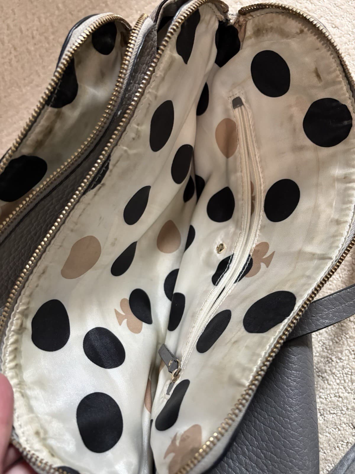 Kate Spade Grove Court MediumBag Purse - Gray  Colorblock Rare 3 Compartments thumbnail 10