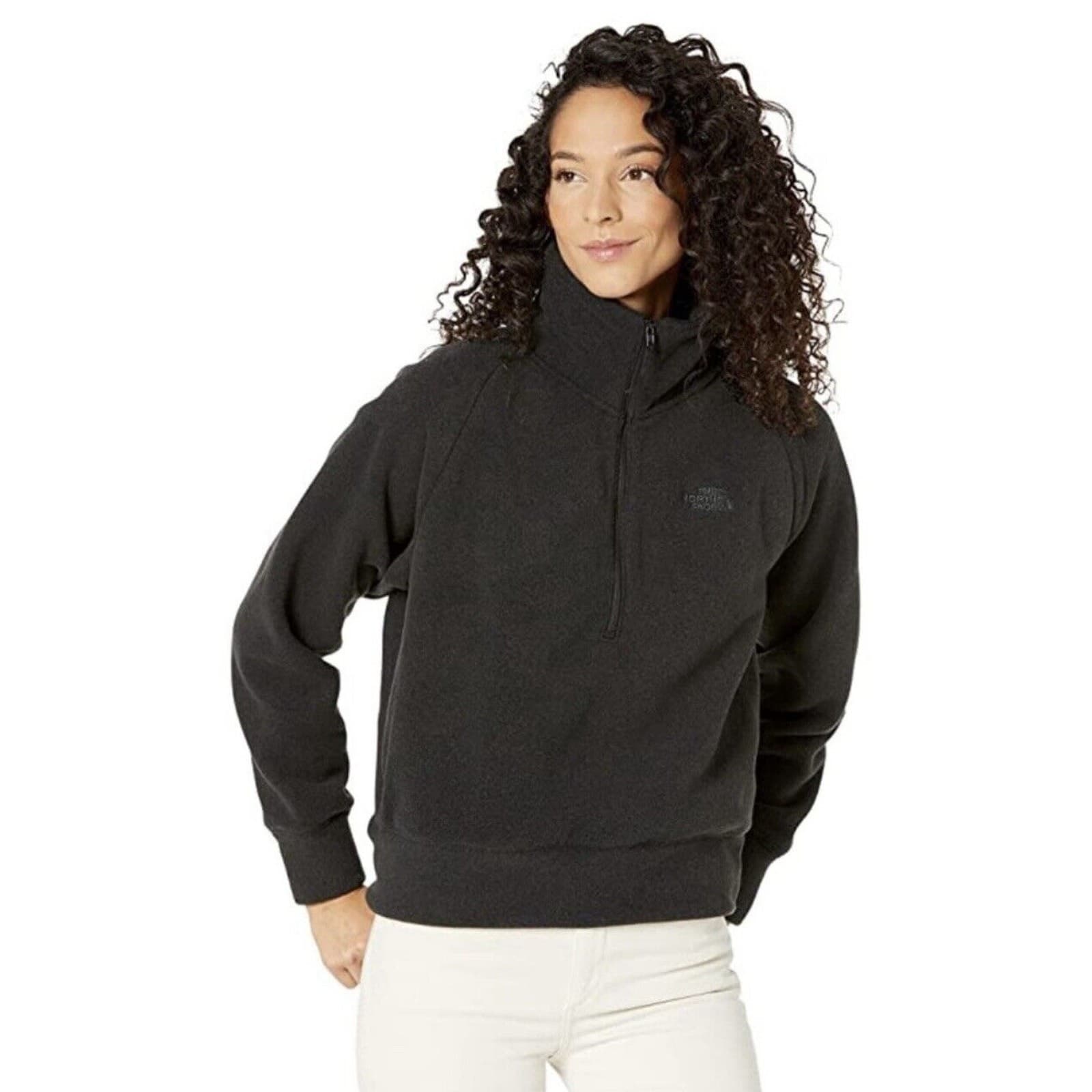 The North Face City Standard Jacket Black Micro Fleece 1/4 Zip Size M