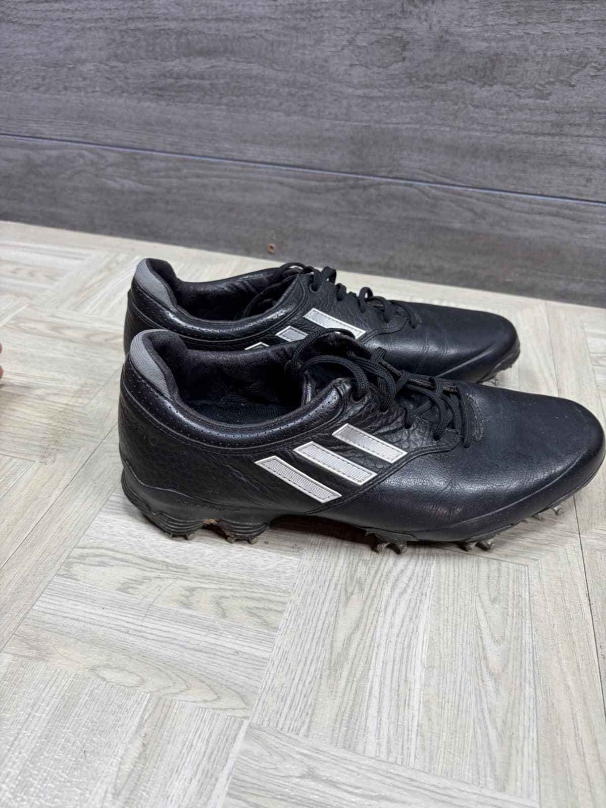 Adidas Adizero Tour Men's 8.5 Black Leather Lace Up Golf Shoes (674912) Cleats thumbnail 5