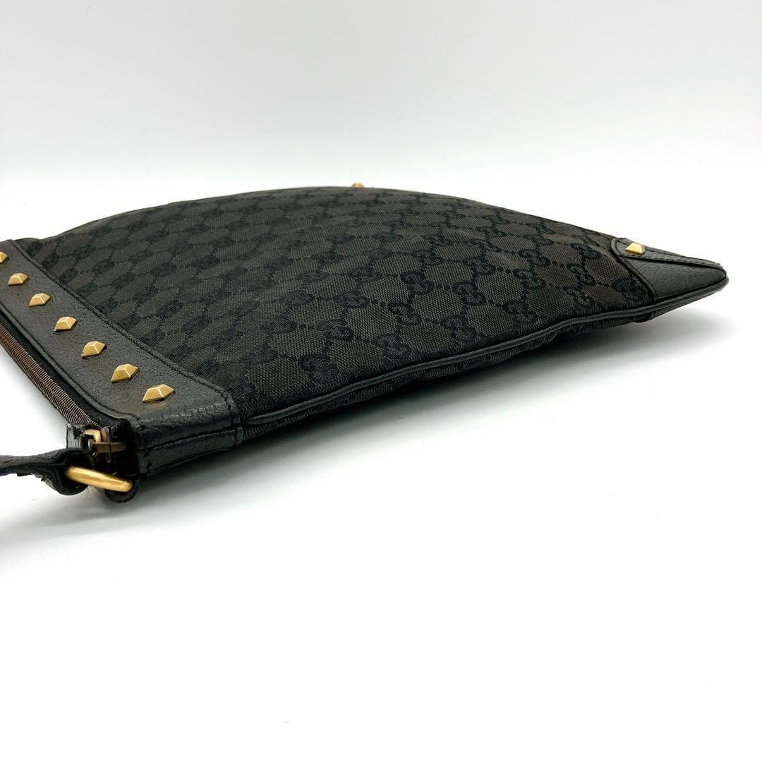 GUCCI 213317 GG Canvas Studded Shoulder Bag Black Made in Italy thumbnail 7