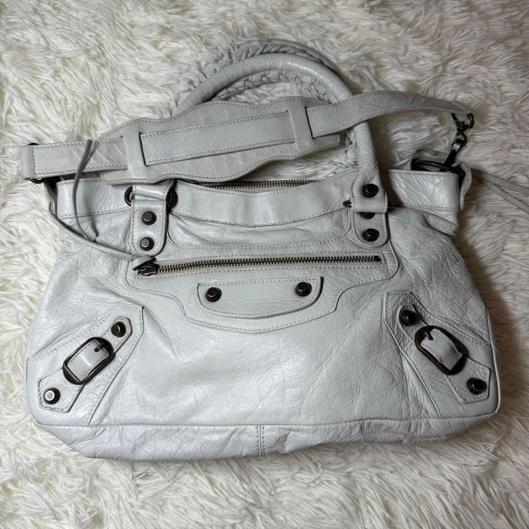 Balenciaga Shoulder Bag White Gray Auth From Japan RA thumbnail 13