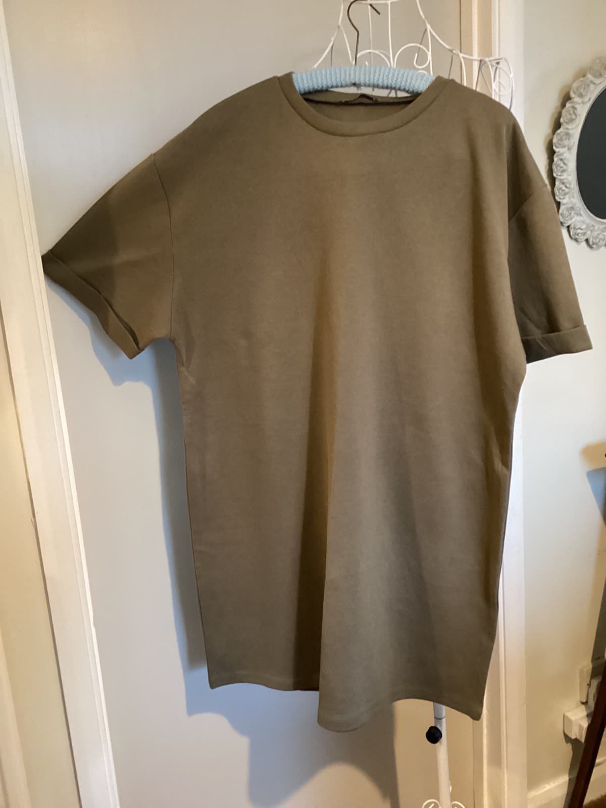 ZARA New Oversized Jersey Green/Brown T SHIRT DRESS Chest 48” L PLUS