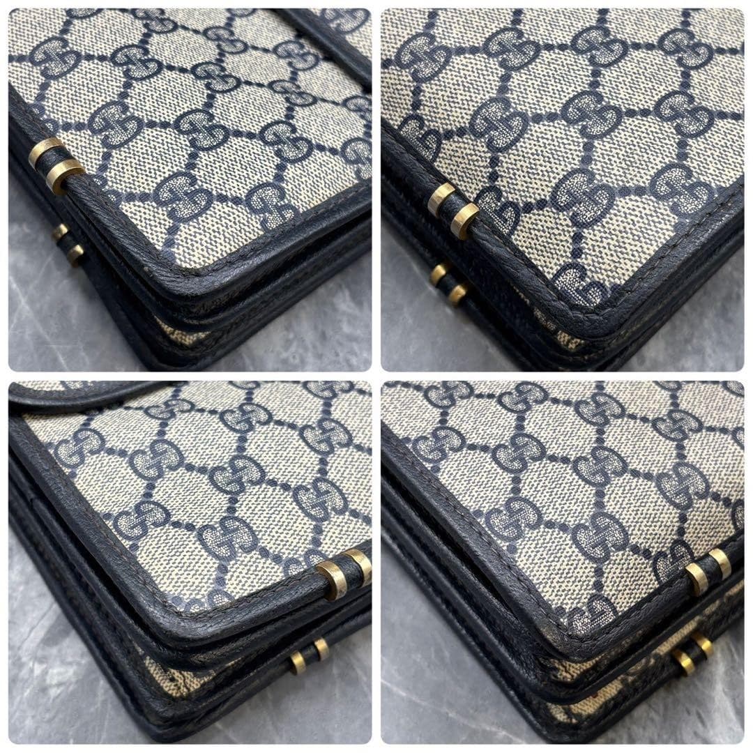 GUCCI GG Leather PVC Business Handbag Navy Beige Made in Italy From Japan thumbnail 9