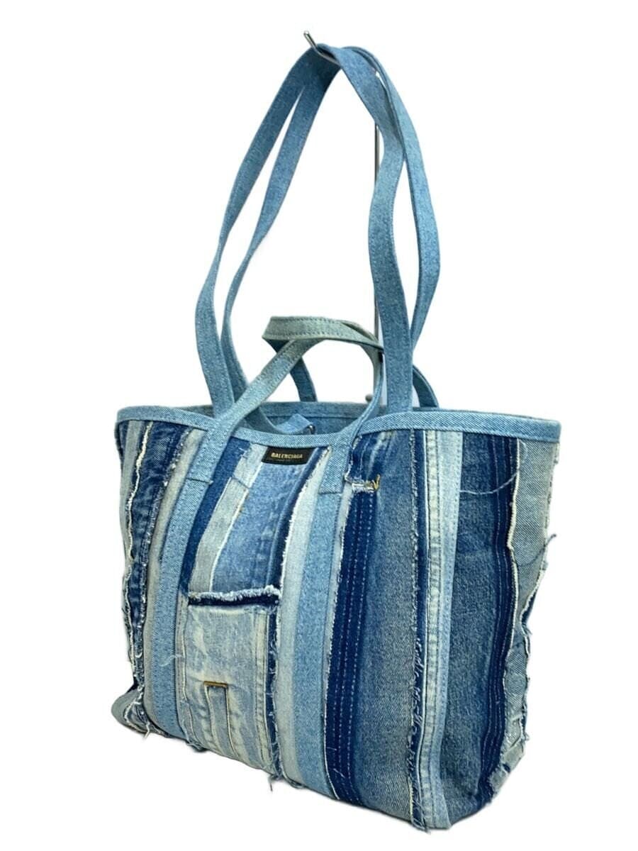 Balenciaga Blue Denim Barbes Patchwork Large Tote Bag Women Auth From Japan RIN thumbnail 20