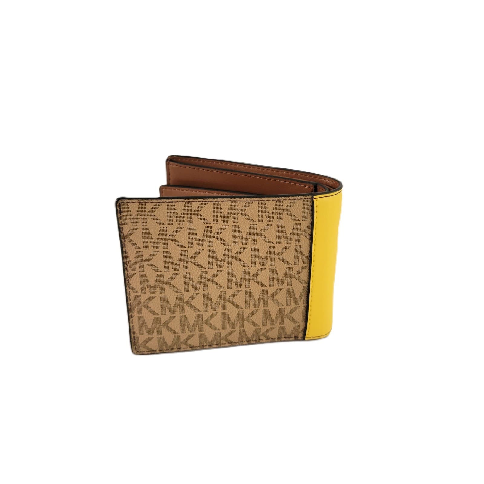 Michael Kors Cooper Billfold Passcase Wallet Bifold Daisy Yellow MK Logo thumbnail 3