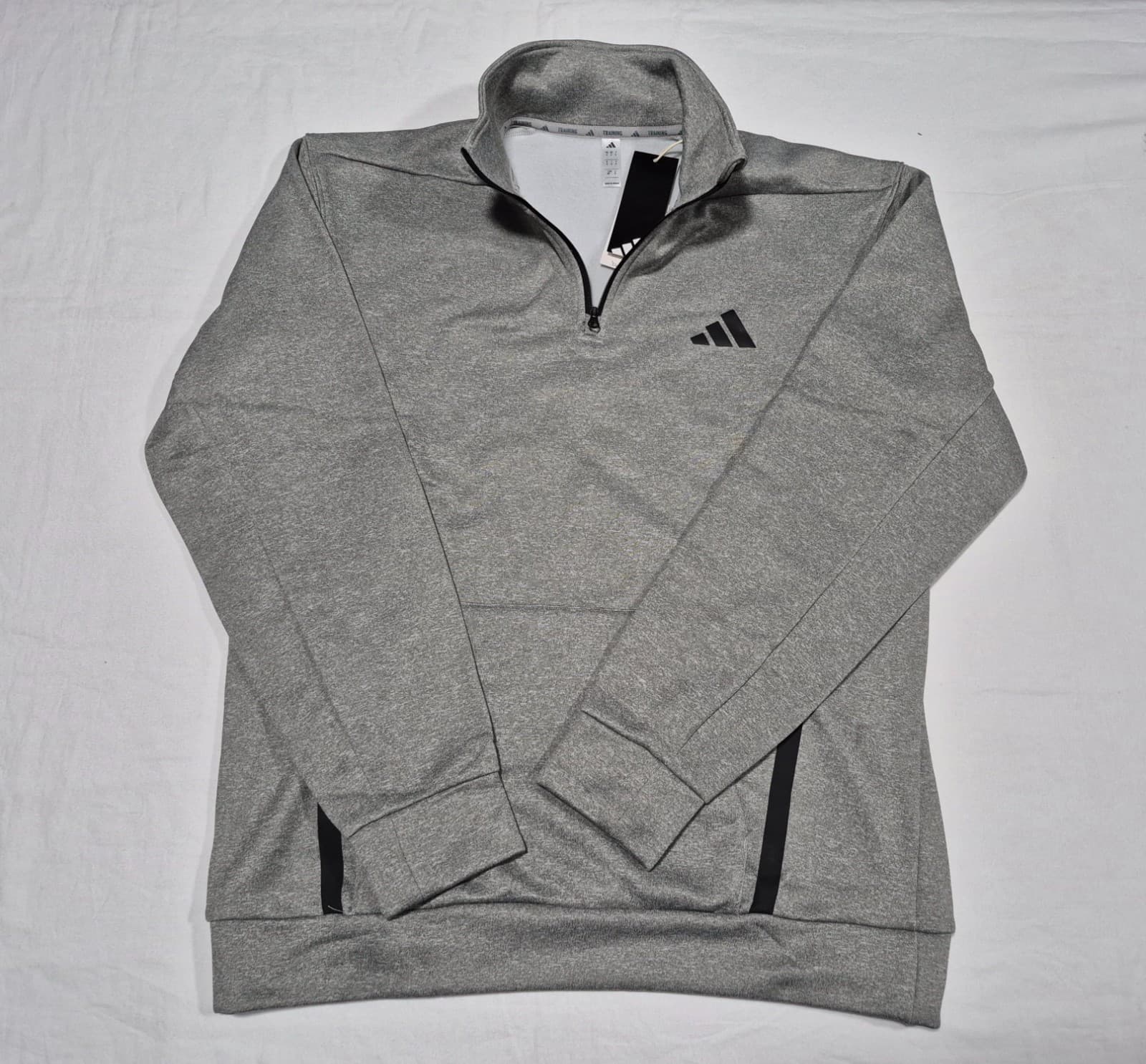 Adidas Mens  Climawarm Grey Training 1/4 Zip Game Pullover Sweatshirt JC5696