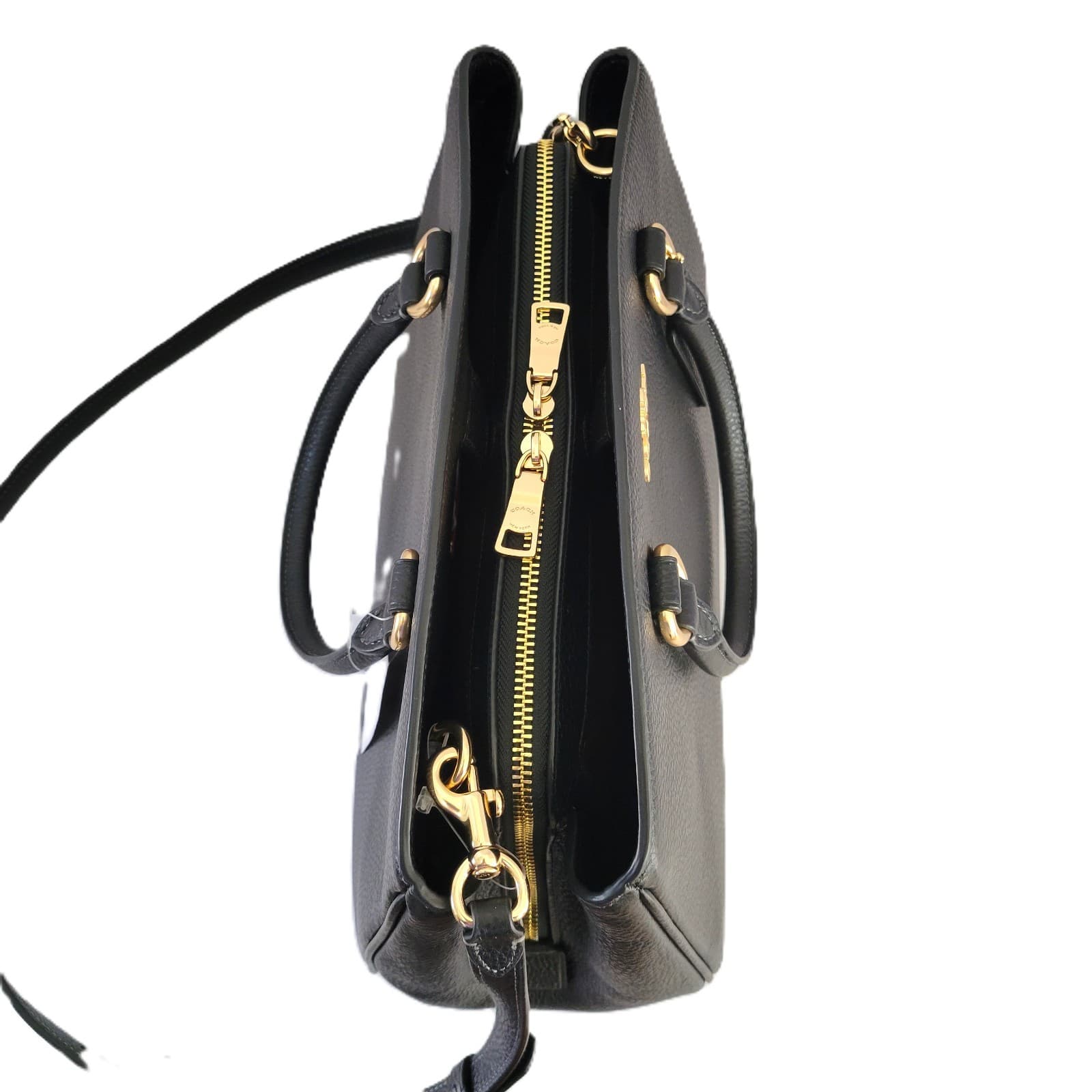 Coach CAL56 Refined Pebbled Leather Savannah Carryall Bag Handbag Black thumbnail 3