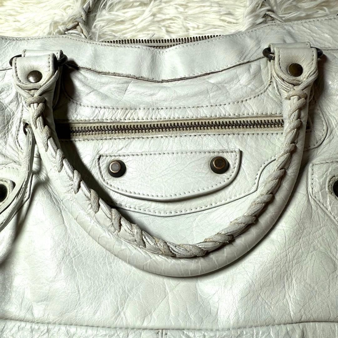 Balenciaga Shoulder Bag White Gray Auth From Japan RA thumbnail 6