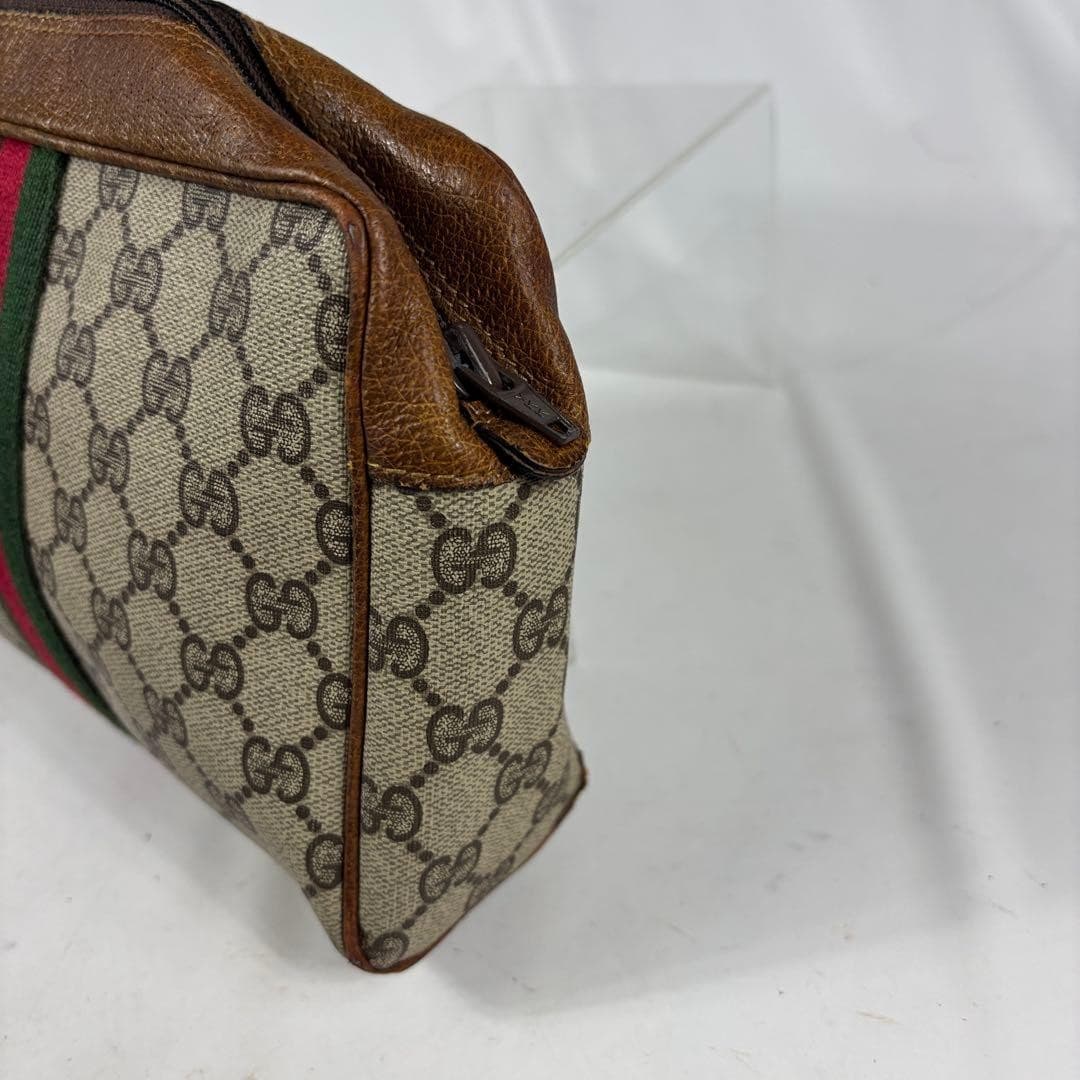 GUCCI Sherry Line GG Beige Clutch Bag Second Leather Vintage Logo from Japan PVC thumbnail 17