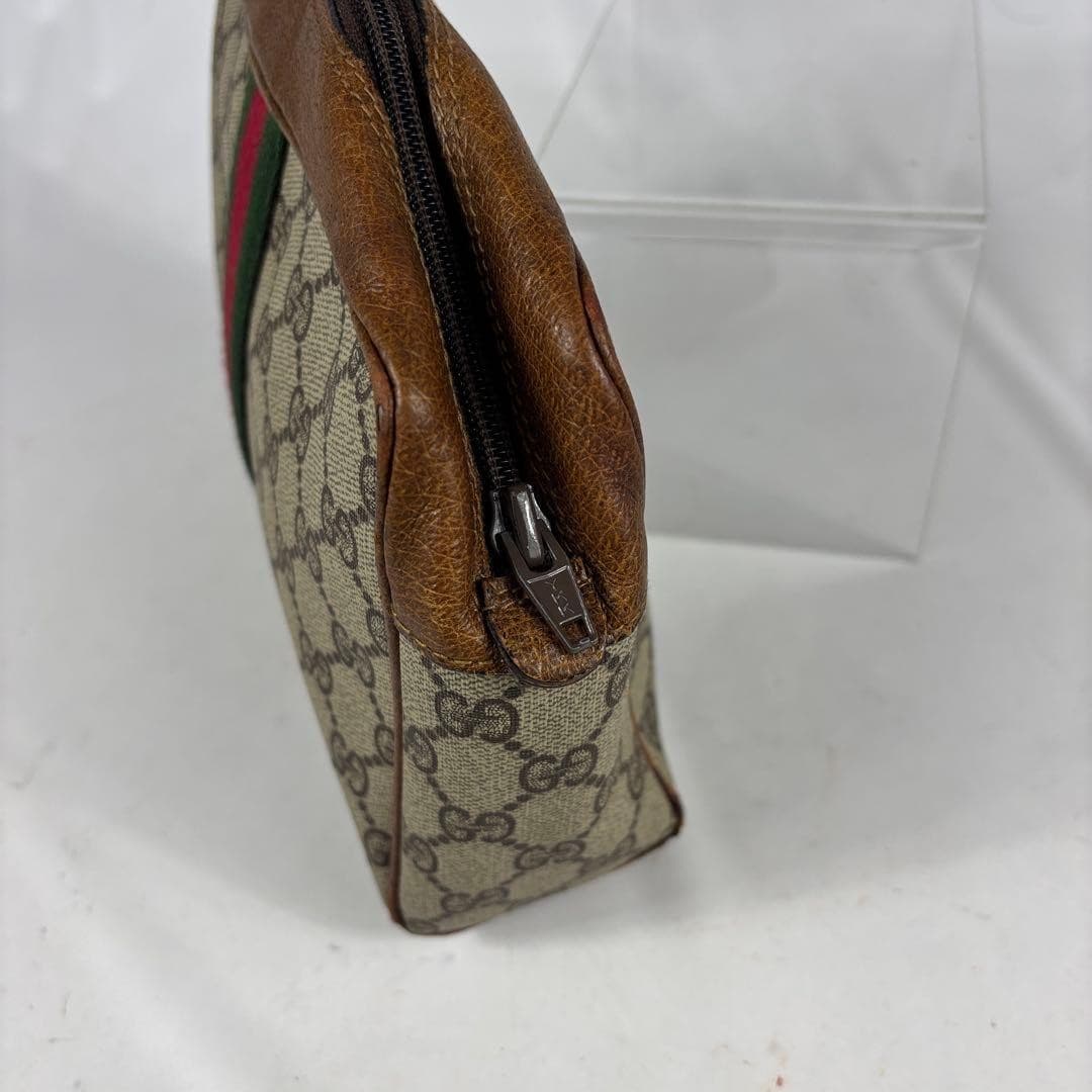 GUCCI Sherry Line GG Beige Clutch Bag Second Leather Vintage Logo from Japan PVC thumbnail 5