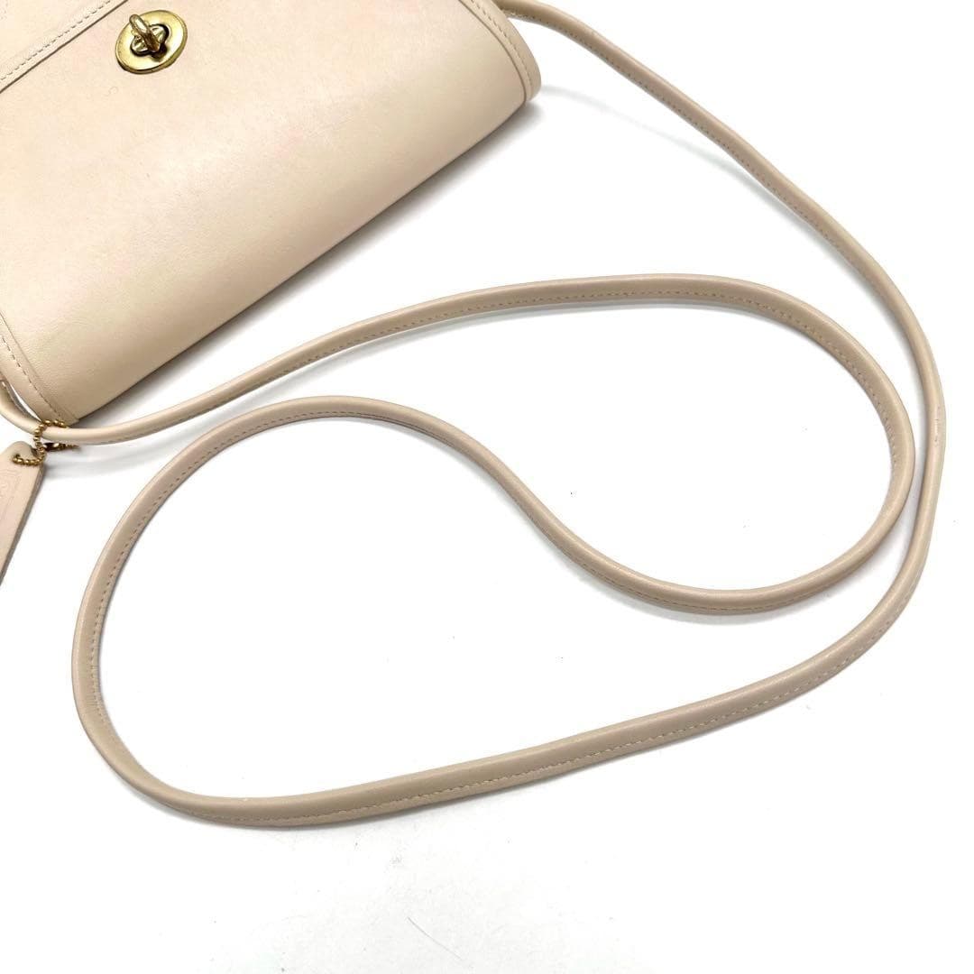 COACH 306 Vintage Shoulder Bag Turnlock Leather Irovy Gold Hardware From Japan thumbnail 10