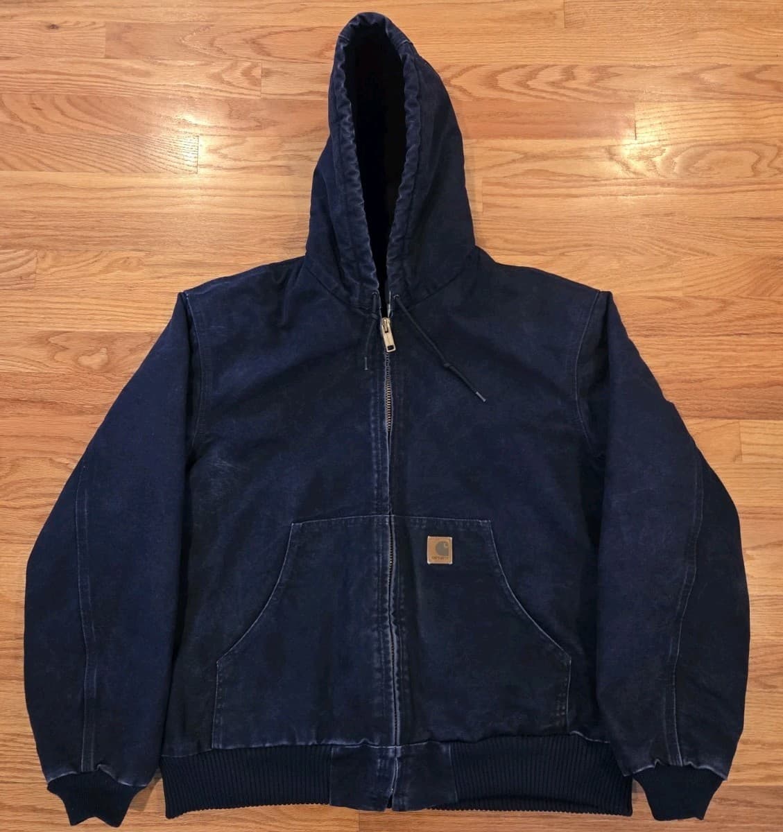 Carhartt J130 MDT Hooded Jacket Size L Used Navy Blue 2007