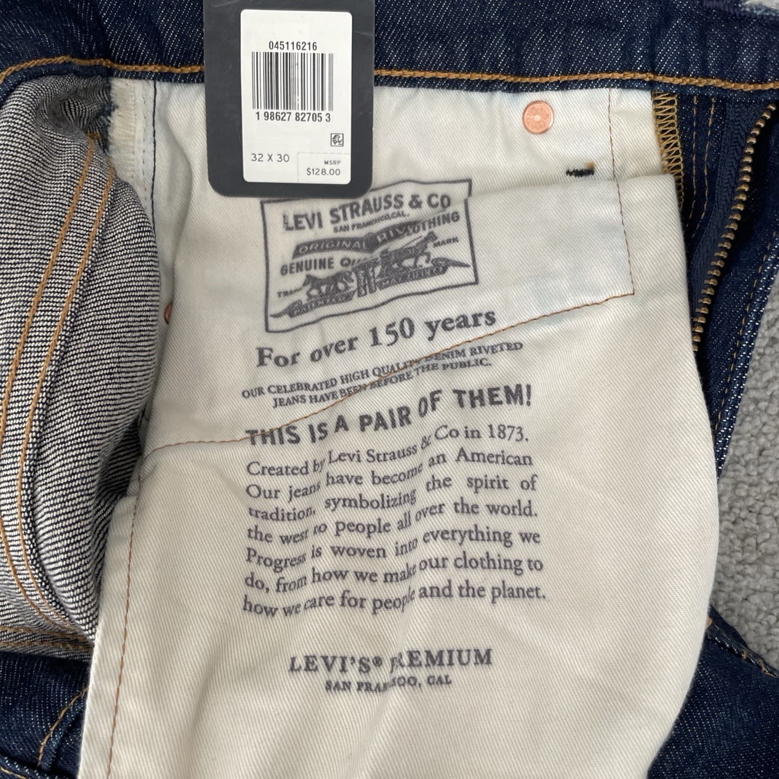 Levi's 511 Big E Slim Premium Selvedge Denim Blue Stretch Jeans Mens Size 32x30 thumbnail 8