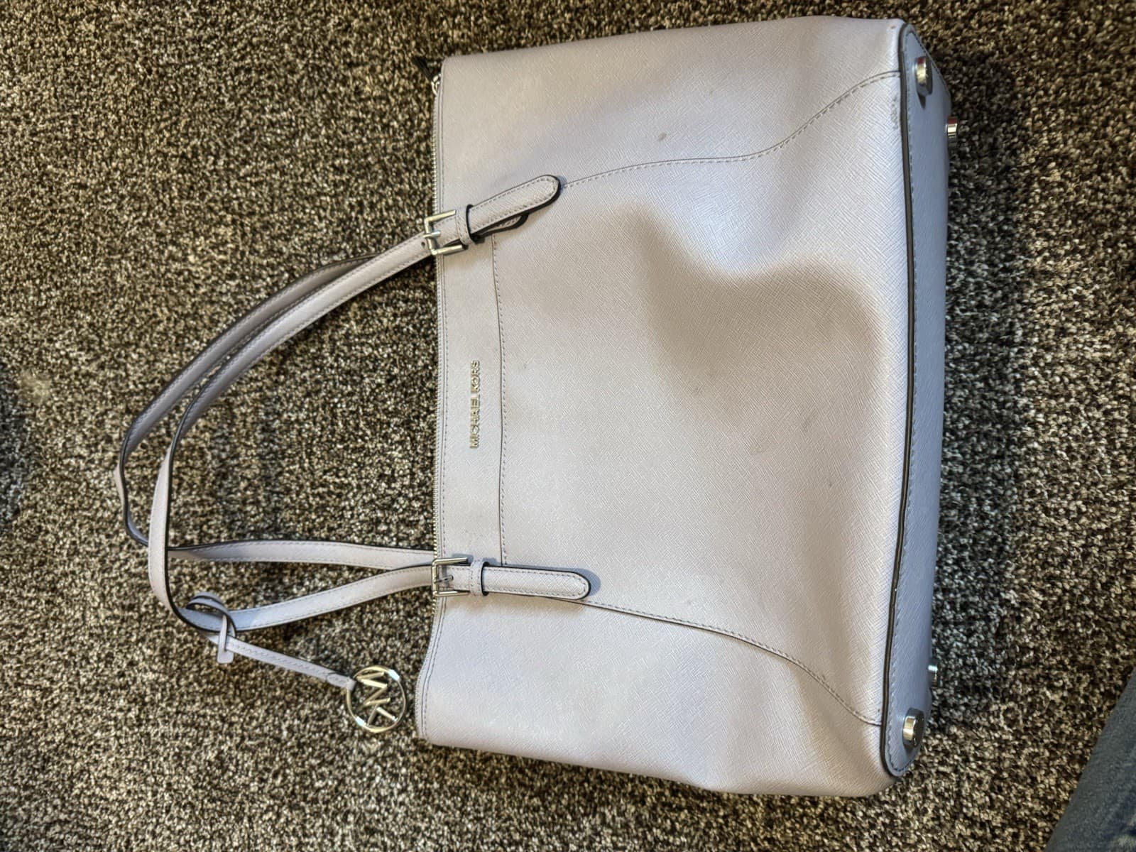 Michael Kors Light purple Tote Shoulder Bag Logo Charm Zip Inner Pockets Women