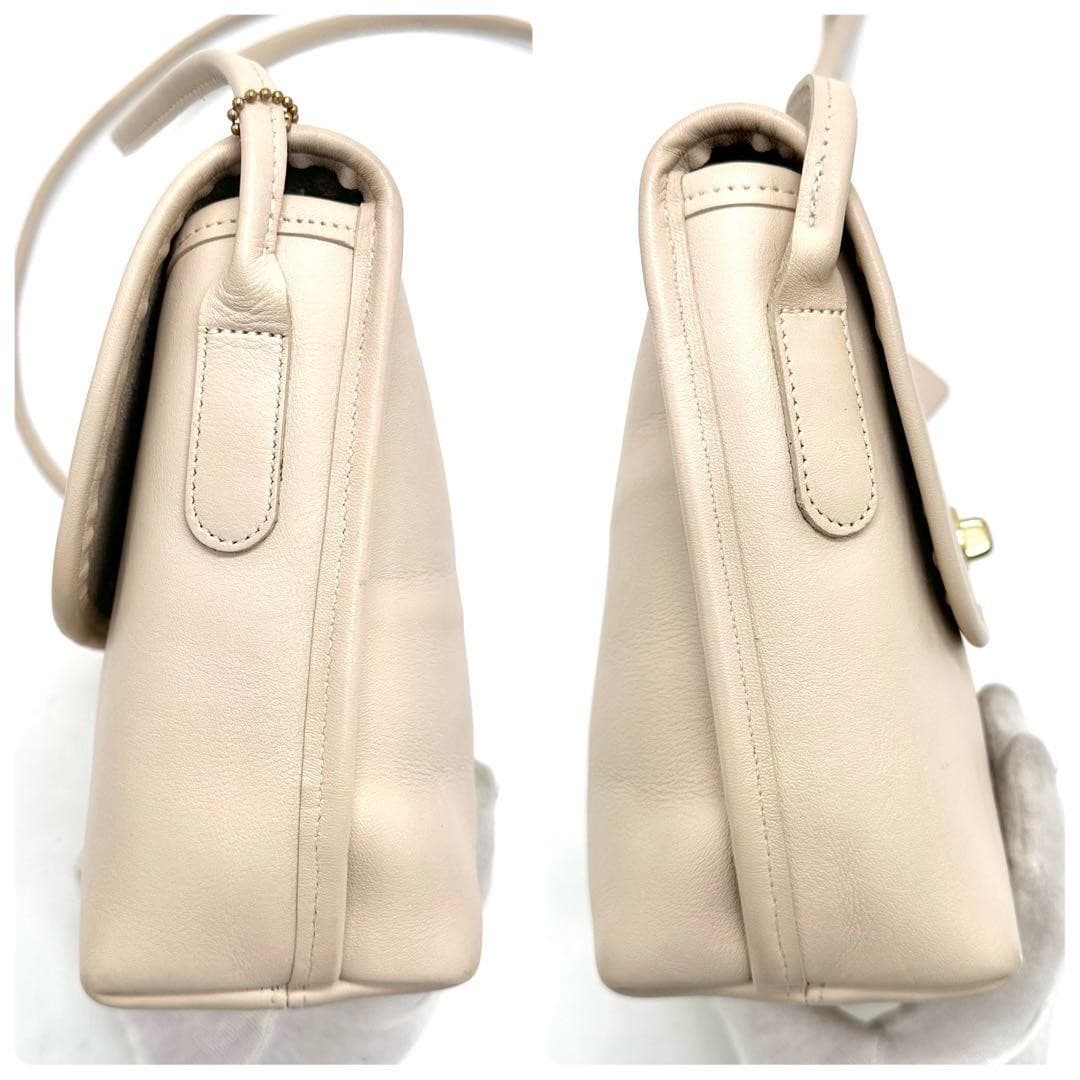 COACH 306 Vintage Shoulder Bag Turnlock Leather Irovy Gold Hardware From Japan thumbnail 17