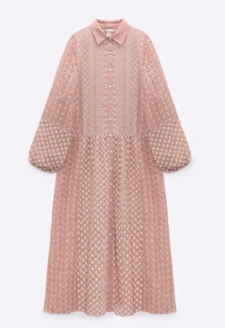 Zara Women's Floral Embroidered Maxi Dress  size large Boho Hippie Summer