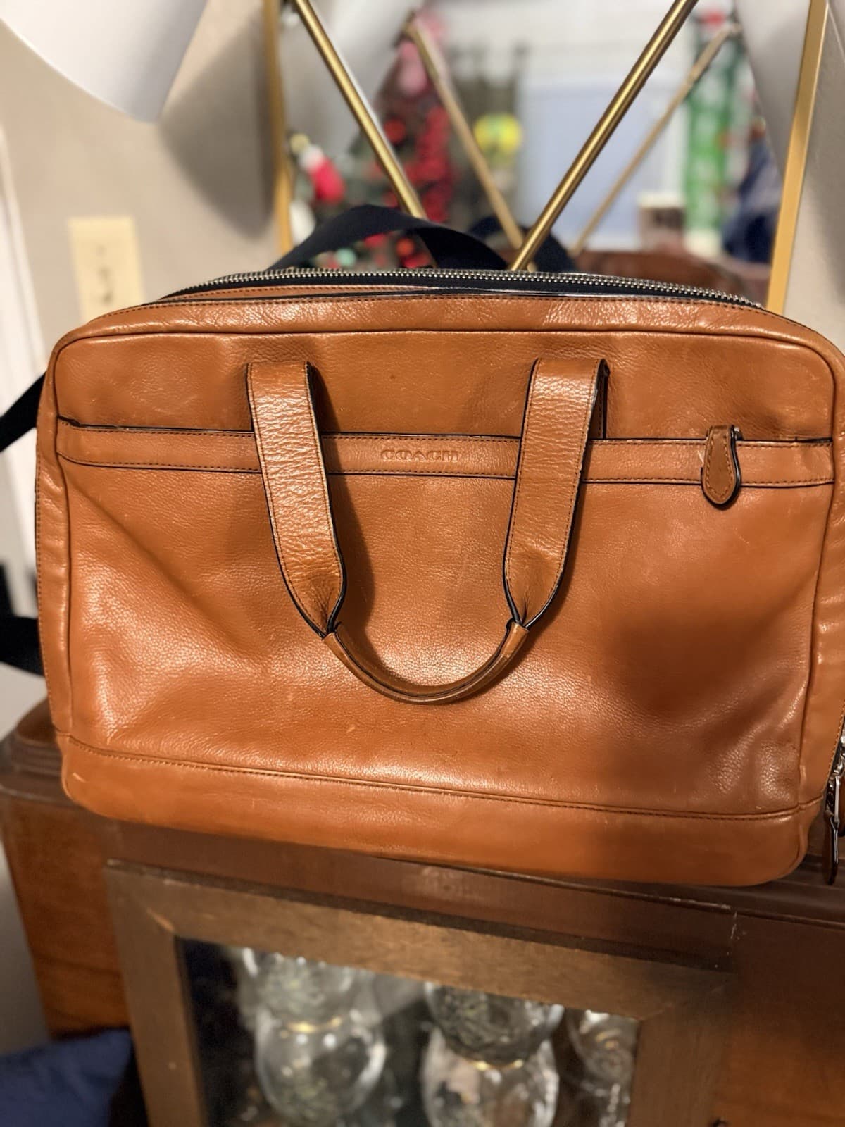 Coach Vintage Laptop Bag With Shoulder Strap In camel Leather Y2K Vibes F71701