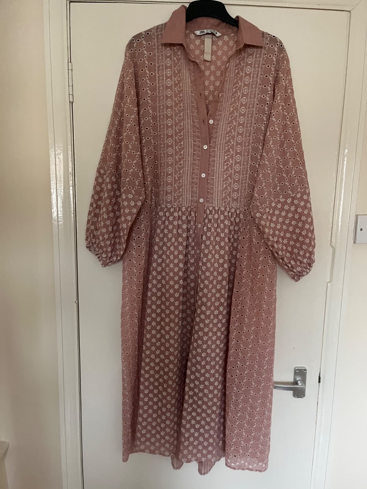 Zara Women's Floral Embroidered Maxi Dress  size large Boho Hippie Summer thumbnail 5