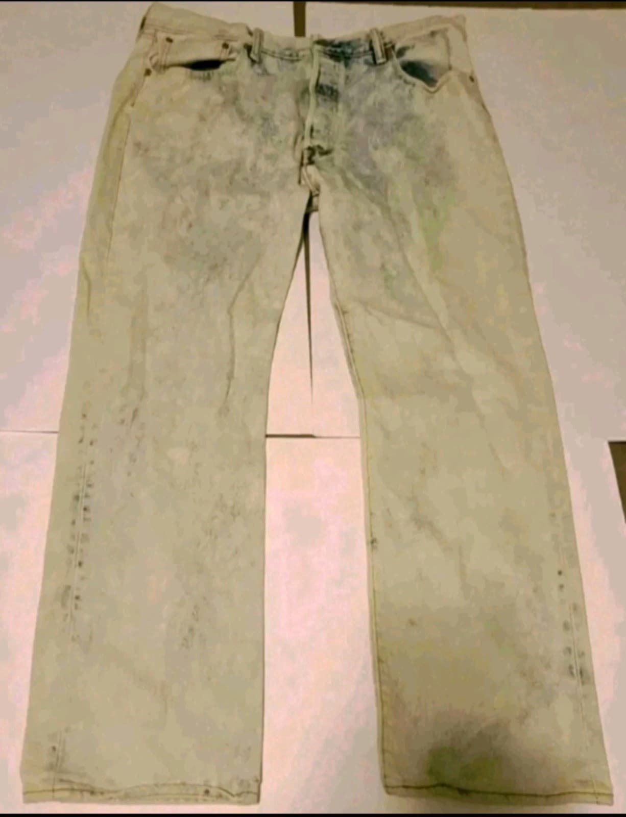 Levis Acid Wash Button Fly 501 Jeans Men's 38W 32 L 