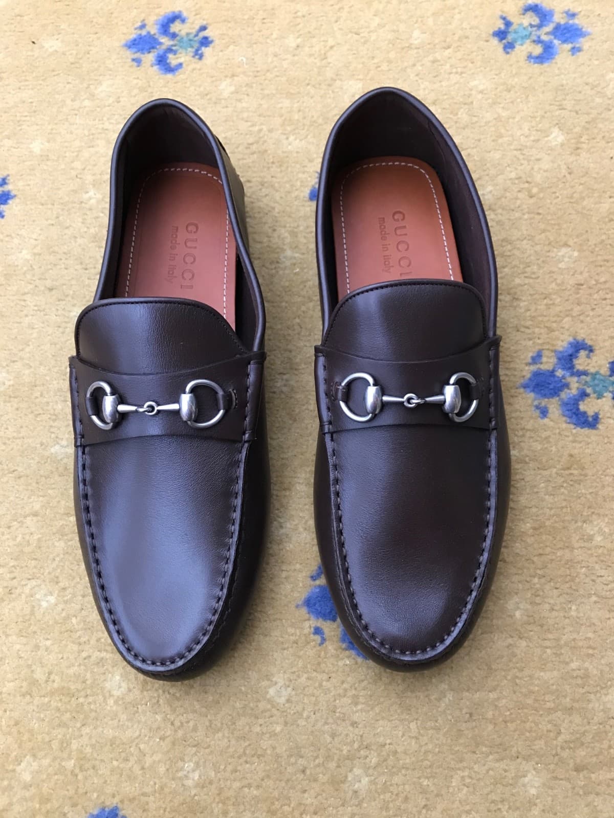 Gucci Loafers Leather Shoes Drivers Brown Horsebit Mens UK 9 US 10 EU 43 NEW thumbnail 2