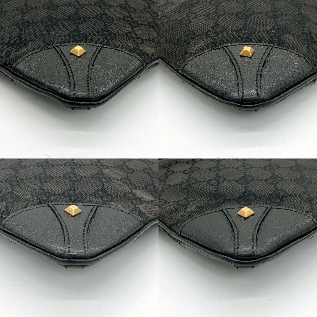 GUCCI 213317 GG Canvas Studded Shoulder Bag Black Made in Italy thumbnail 22