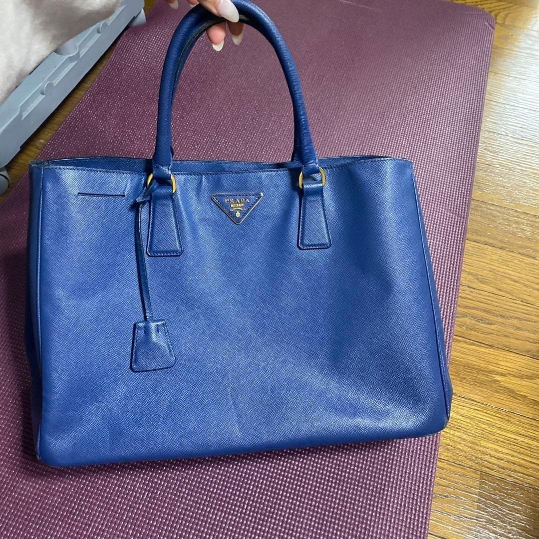 [Used] PRADA Leather Shoulder Bag Tote Bag Saffiano Blue Women Italy Popular JP