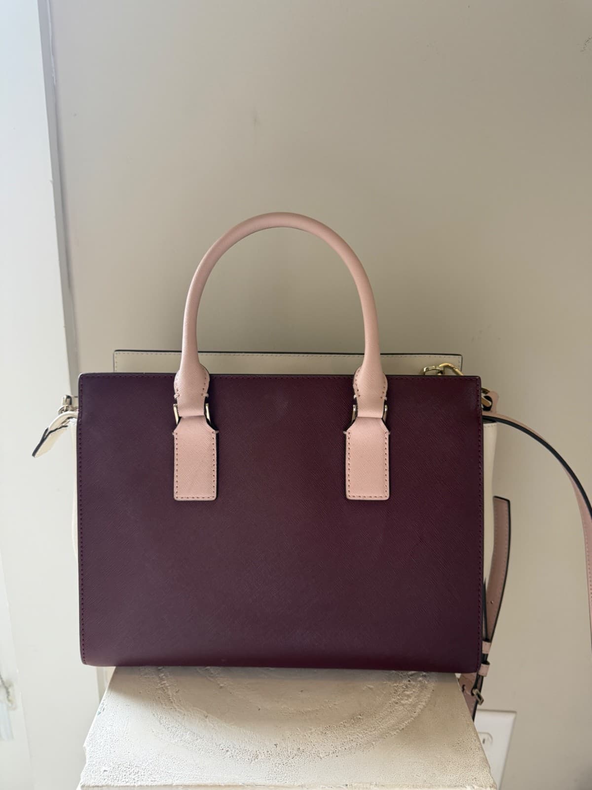 Kate Spade Retired Tri-Color Satchel Handbag Purple White thumbnail 4