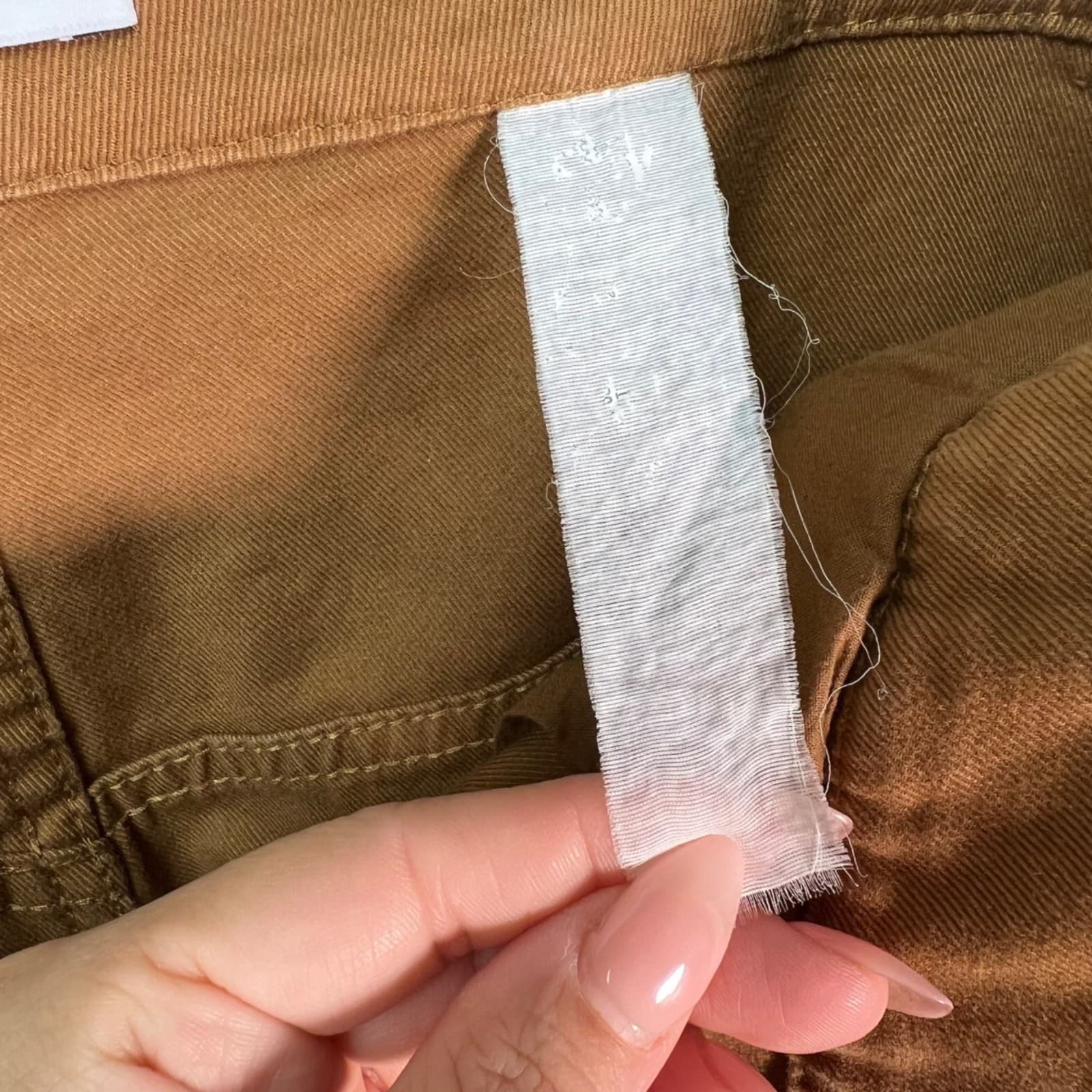 Zara Womens Large Camel Brown High-Waist Cropped Pants With Button Cuff thumbnail 10