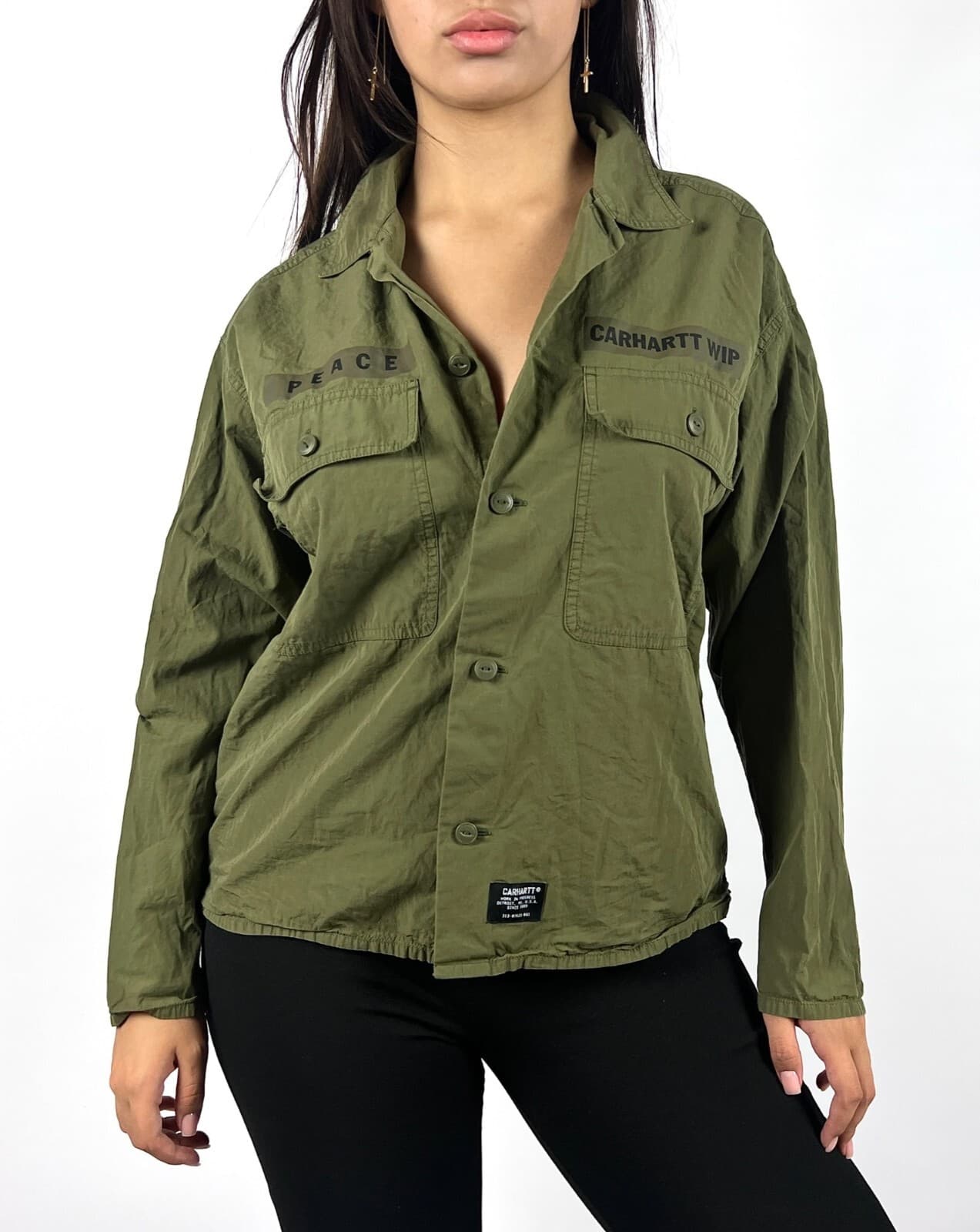 CARHARTT WIP Khaki Military Style Long Sleeve Button Down Sutton Shirt Size L