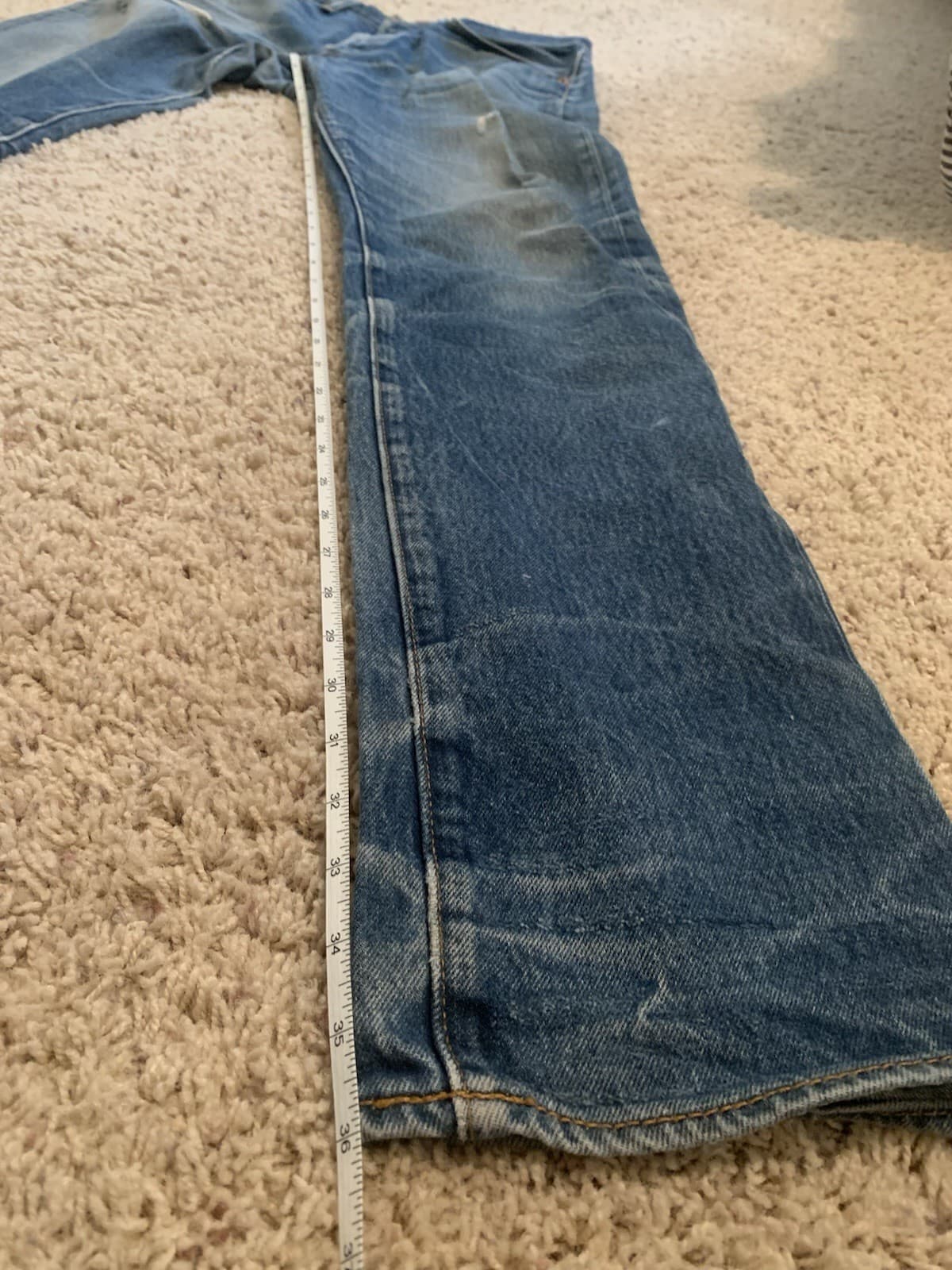 Distressed Levis 501 Jeans Mens 32x38 Blue Straight Leg Button Fly Denim Pants thumbnail 5