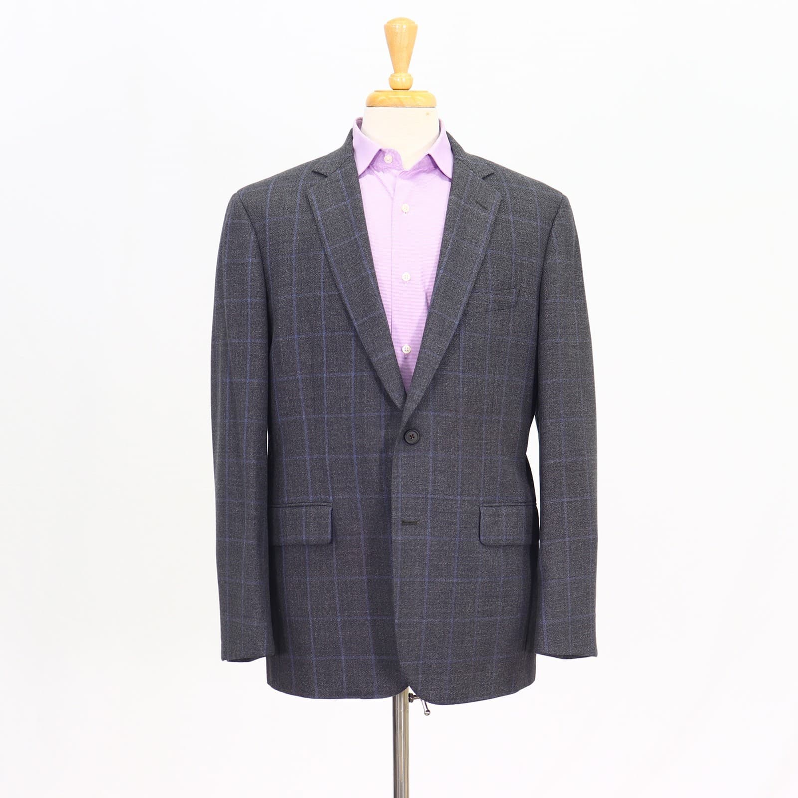 Brooks Brothers 44R Gray Sport Coat Blazer Jacket Check 2-Button Wool